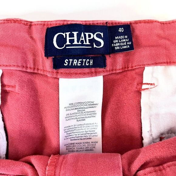 Chaps Ralph Lauren Shorts Men's  40 Red Stretch Chino‎ Cotton Flat Front - Picture 3 of 8